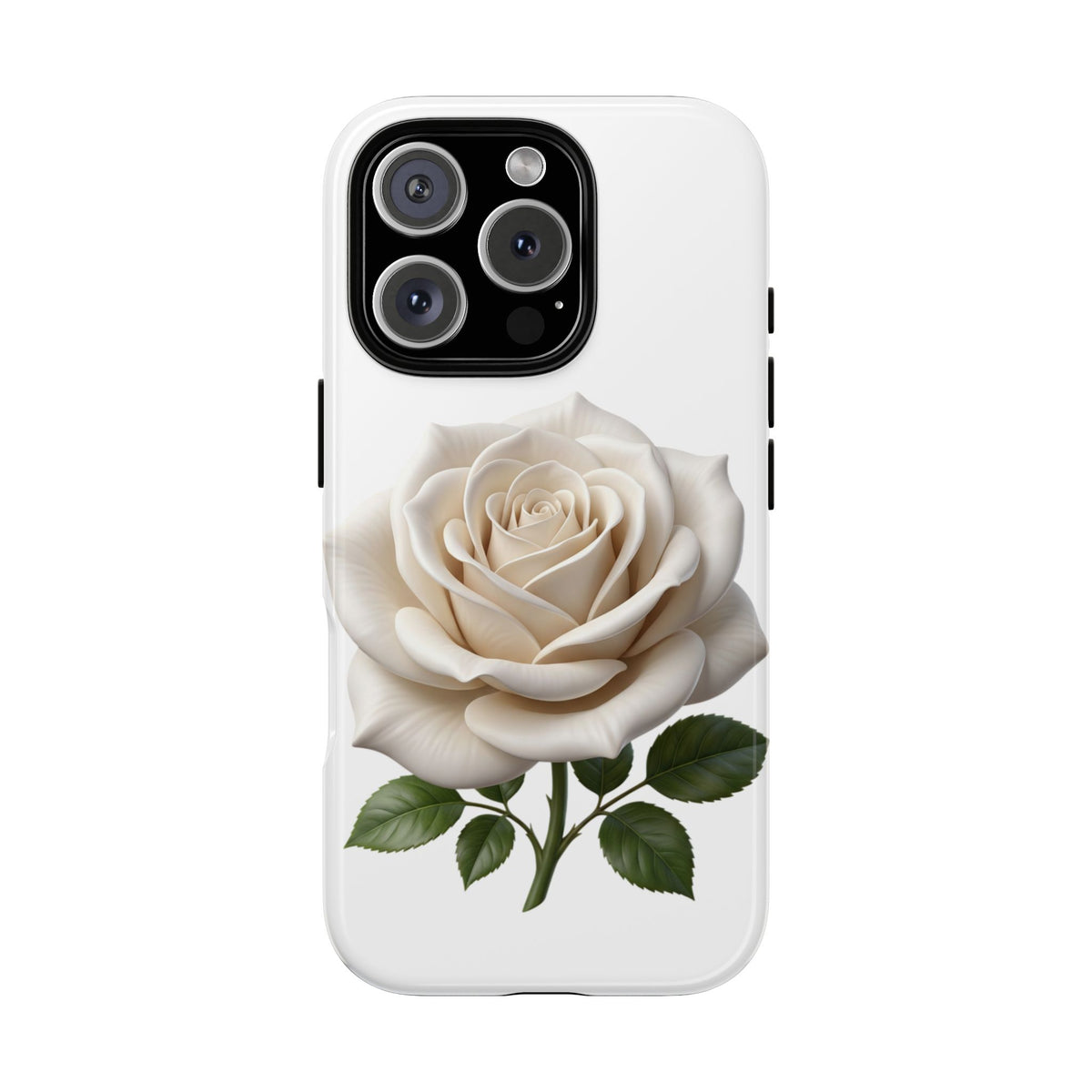 White Rose Tough Phone Case – Elegant Floral Protective Cover