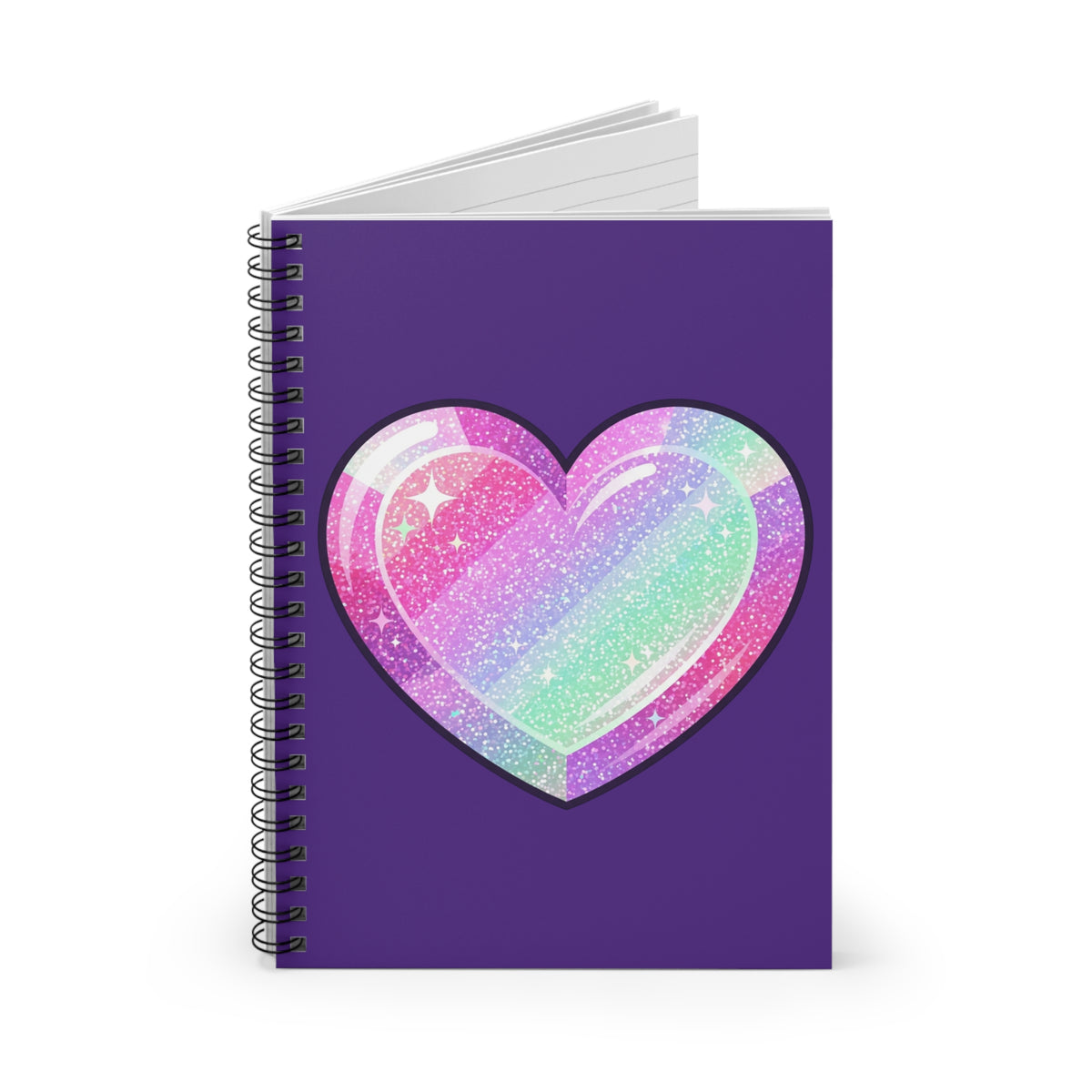Sparkle Pastel Heart Spiral Notebook – Ruled Journal for Teens & Kids- Dark Purple