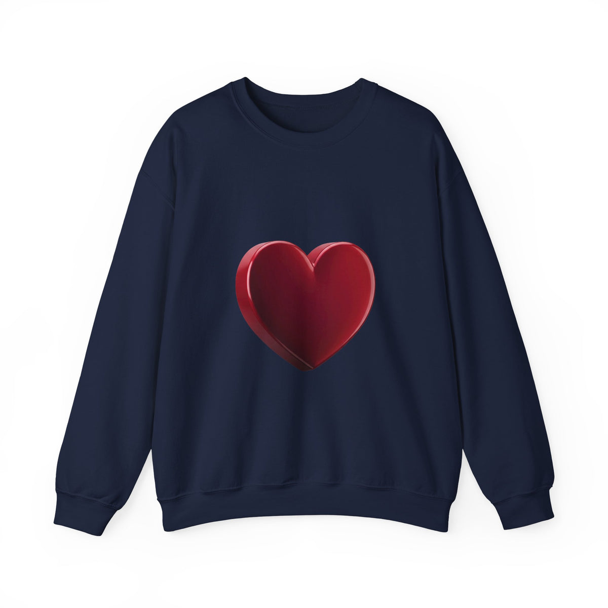 Heart Graphic Sweatshirt — Minimal 3D Red Heart Crewneck for Valentine’s & Everyday Wear