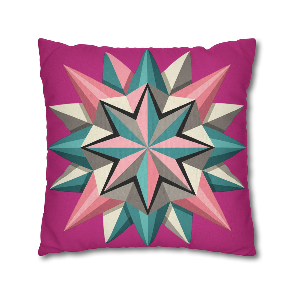 Geometric Starburst Throw Pillowcase — Pink Teal Modern Decorative Cushion Cover