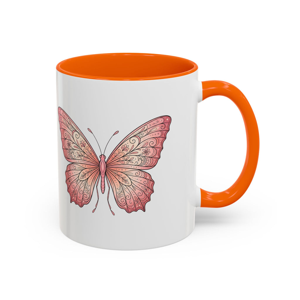 Pink Watercolor Butterfly Accent Coffee Mug — Floral Boho Tea & Coffee Cup (11/15oz)