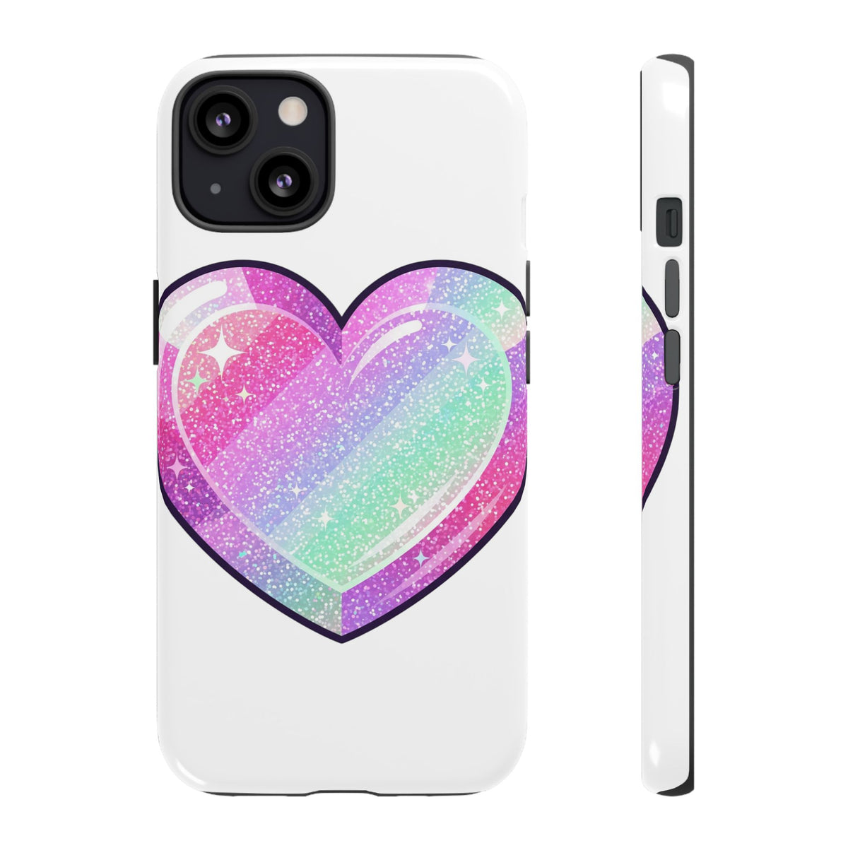 Pastel Glitter Heart Tough Phone Case — Cute Protective Phone Cover