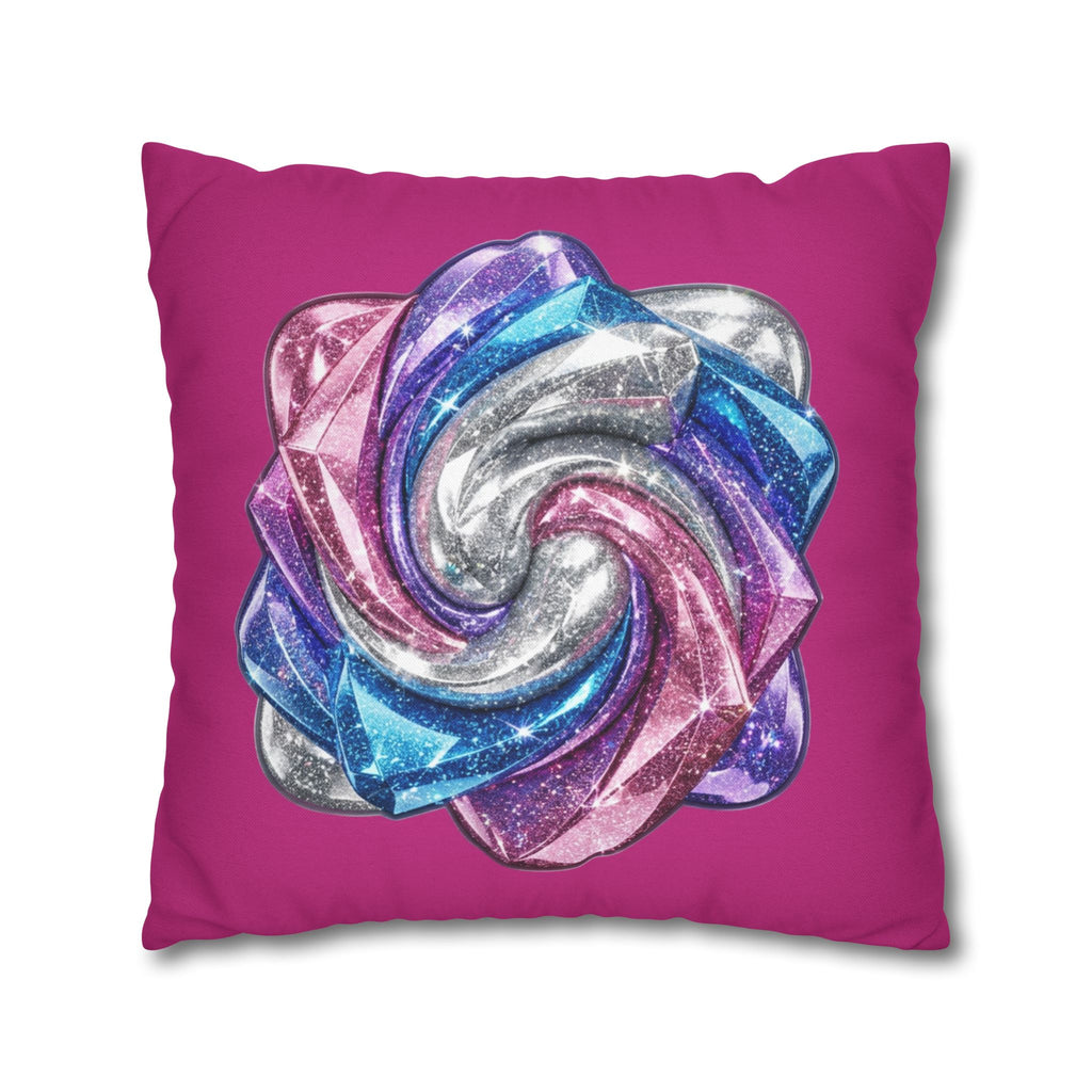 3D Glitter Design Magenta Spun Polyester Square Pillowcase