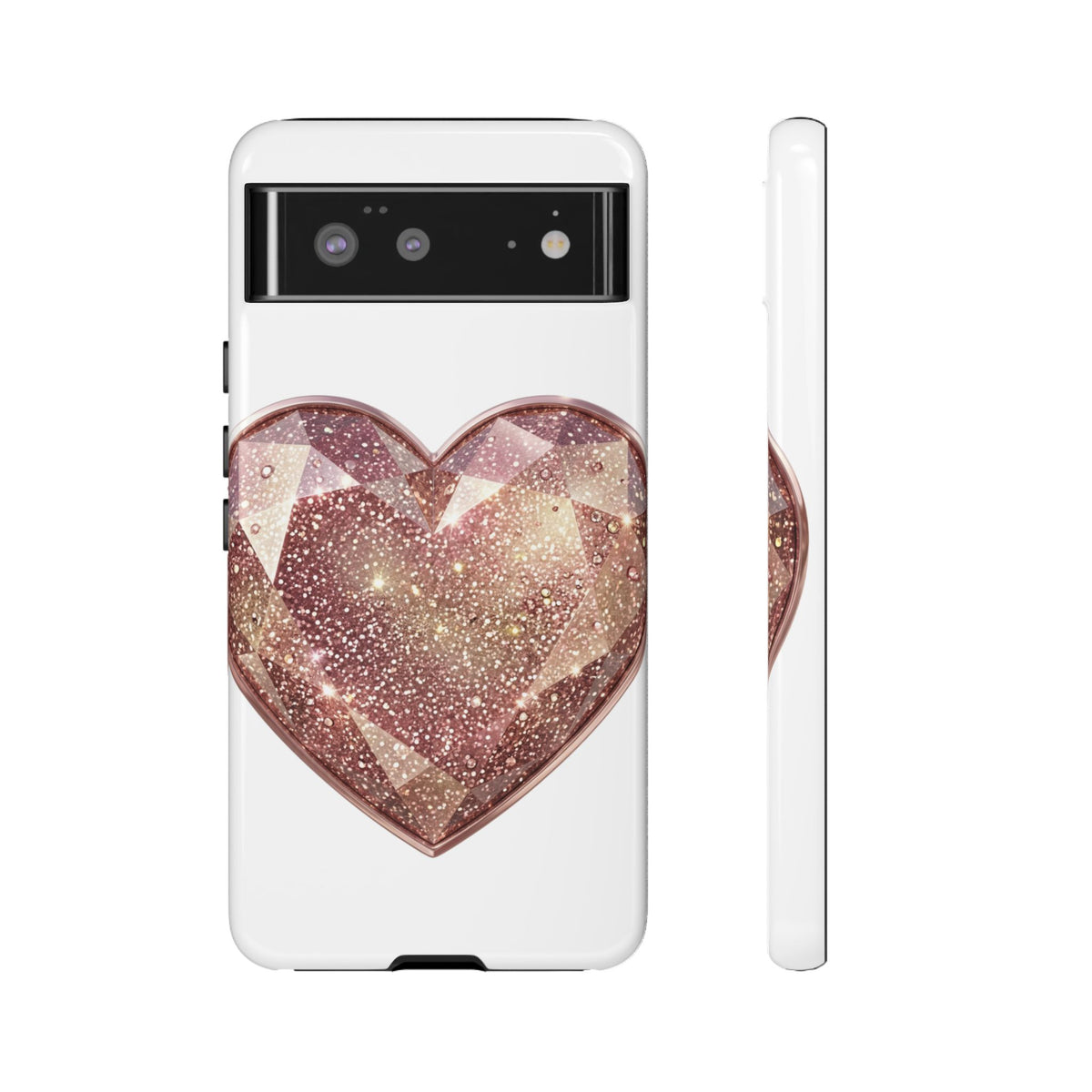 Rose Gold Glitter Crystal Heart Phone Case