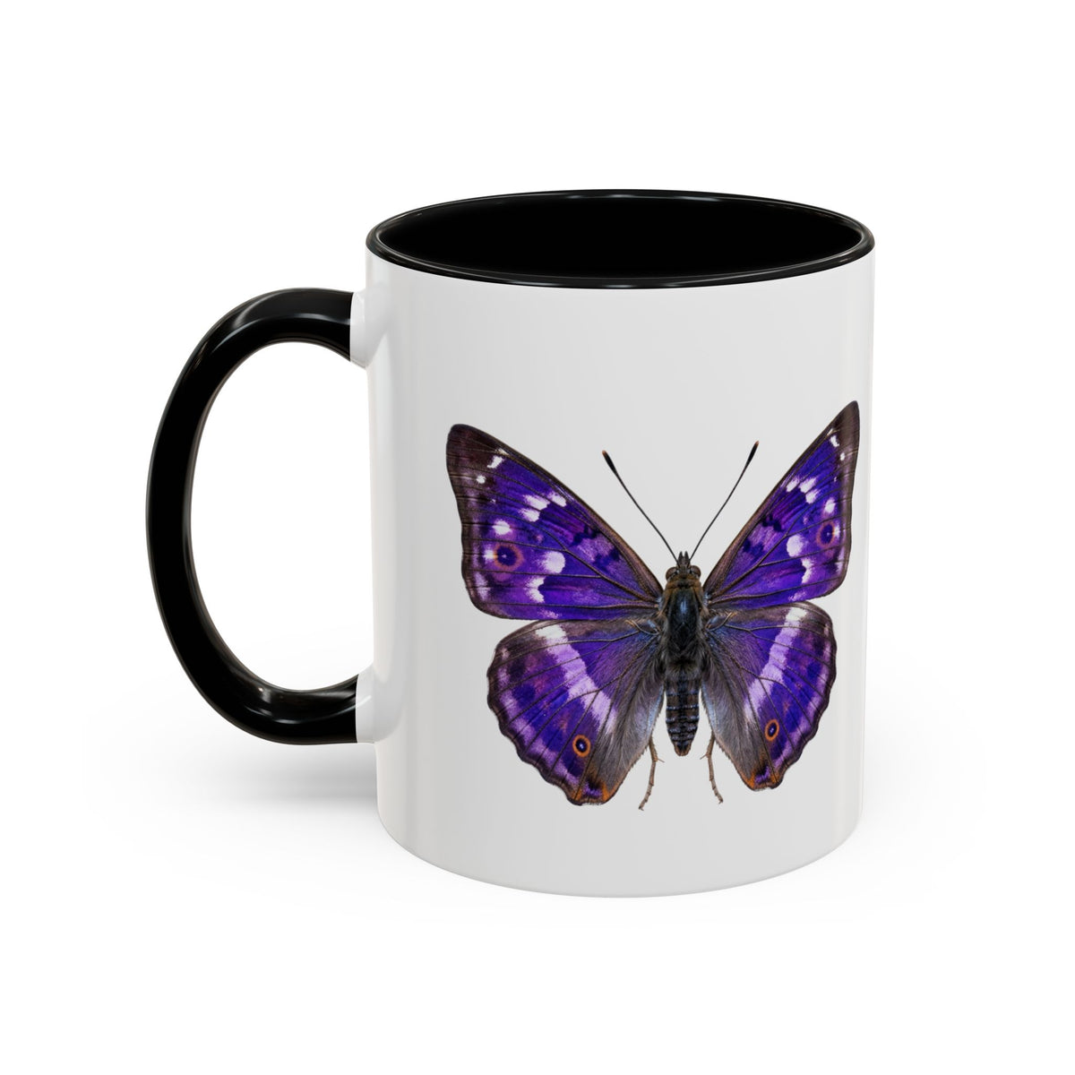 Purple Butterfly Accent Coffee Mug – Elegant Floral Butterfly Ceramic Cup