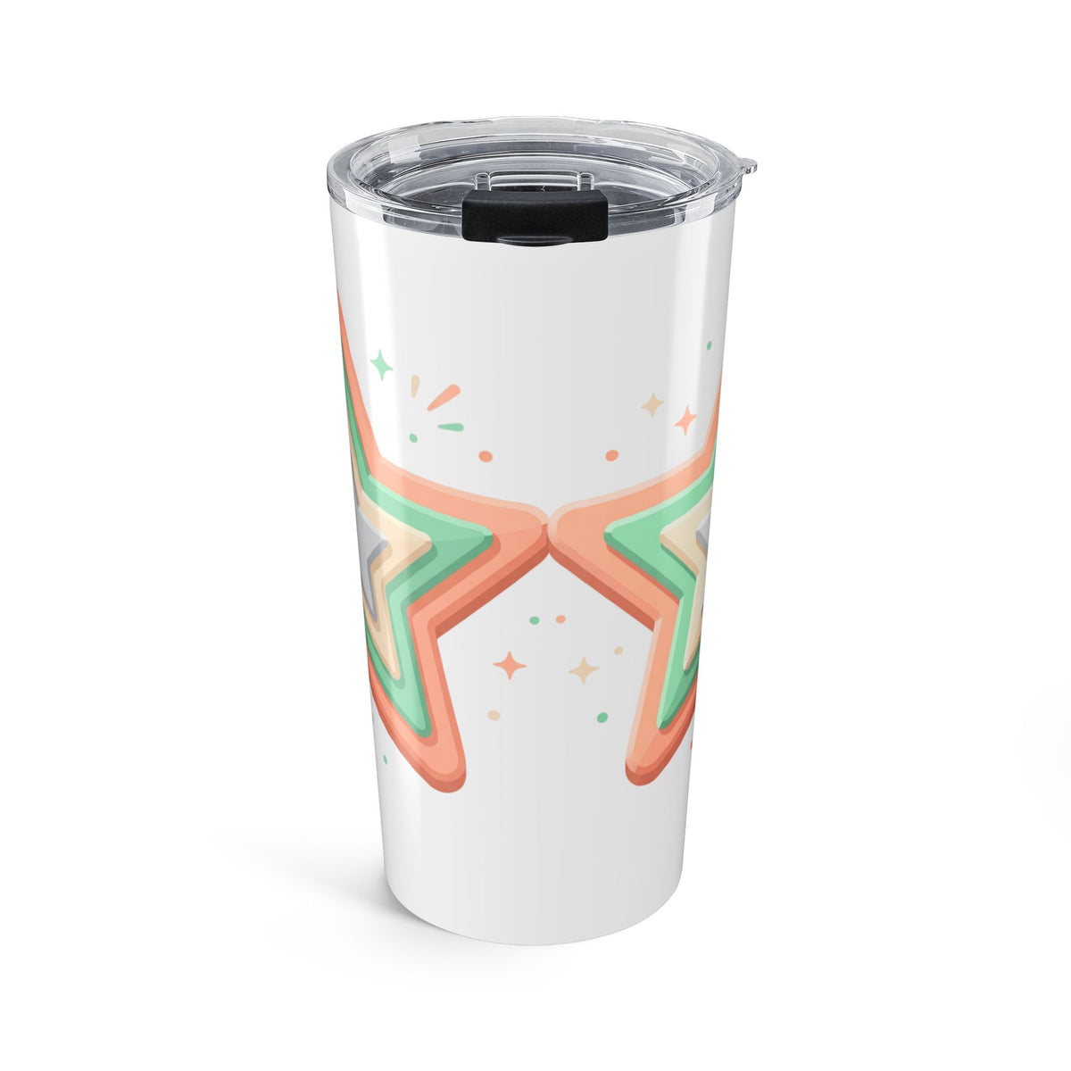 20oz Starburst Tumbler White  — Retro Pastel Star Insulated Travel Cup
