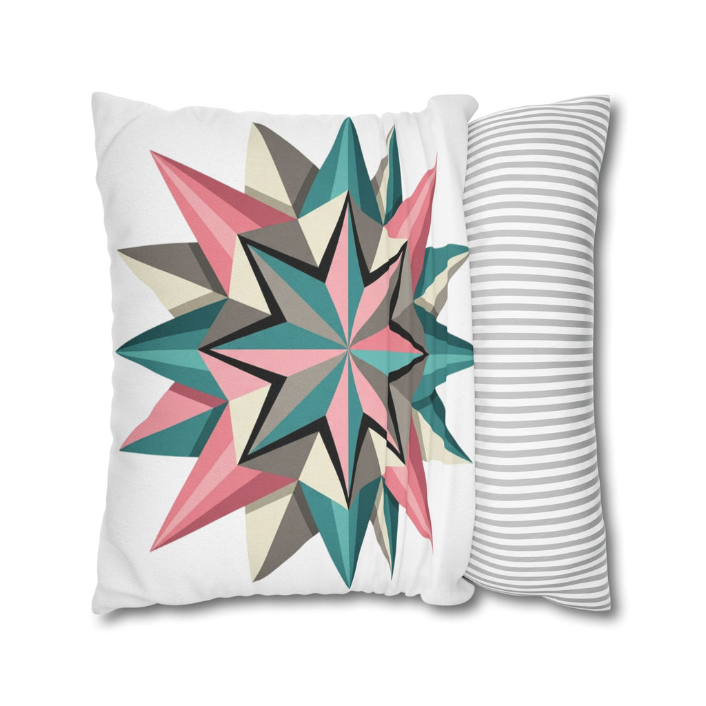 Geometric Starburst Throw Pillowcase — Pink Teal Modern Decorative Cushion Cover