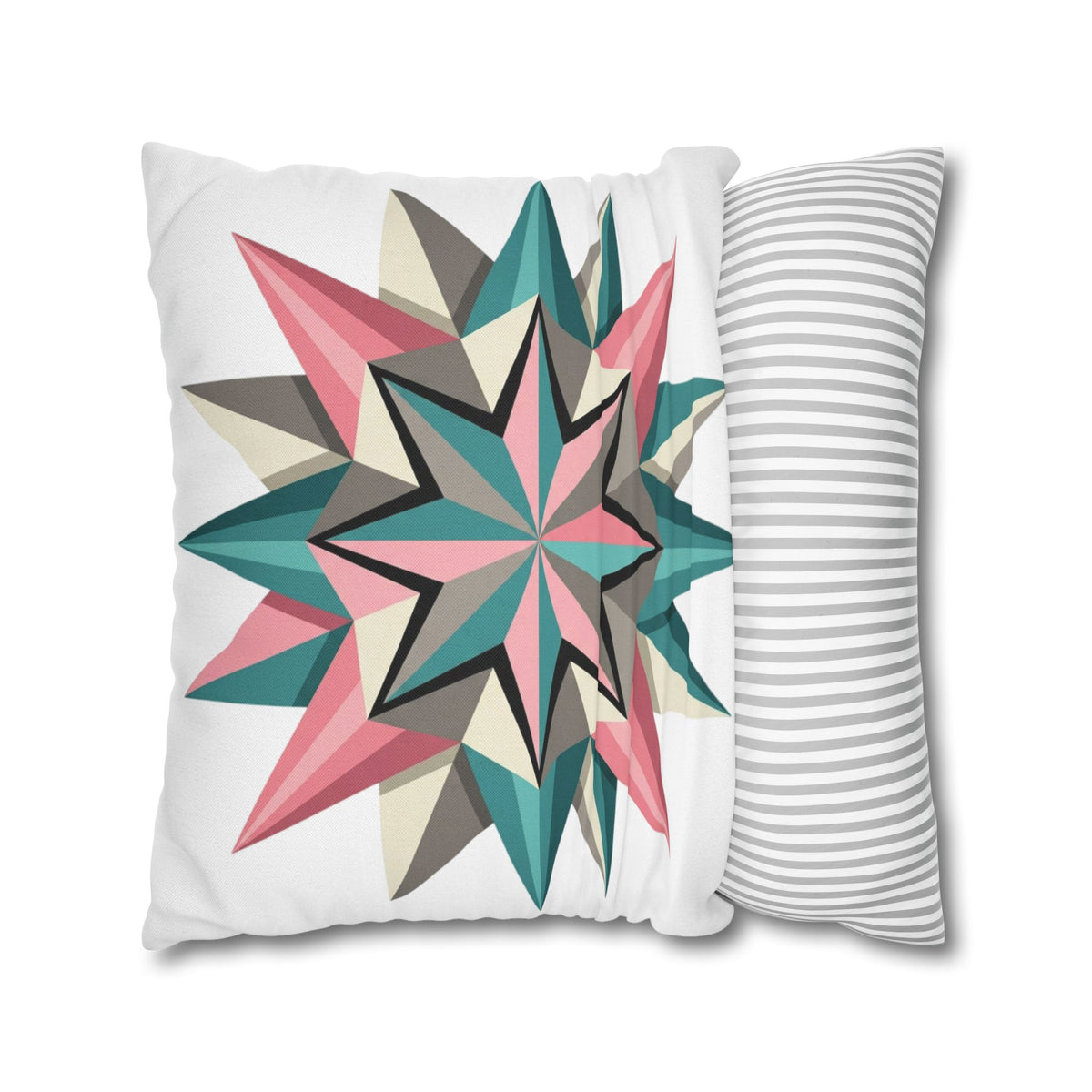 Geometric Starburst Throw Pillowcase — Pink Teal Modern Decorative Cushion Cover