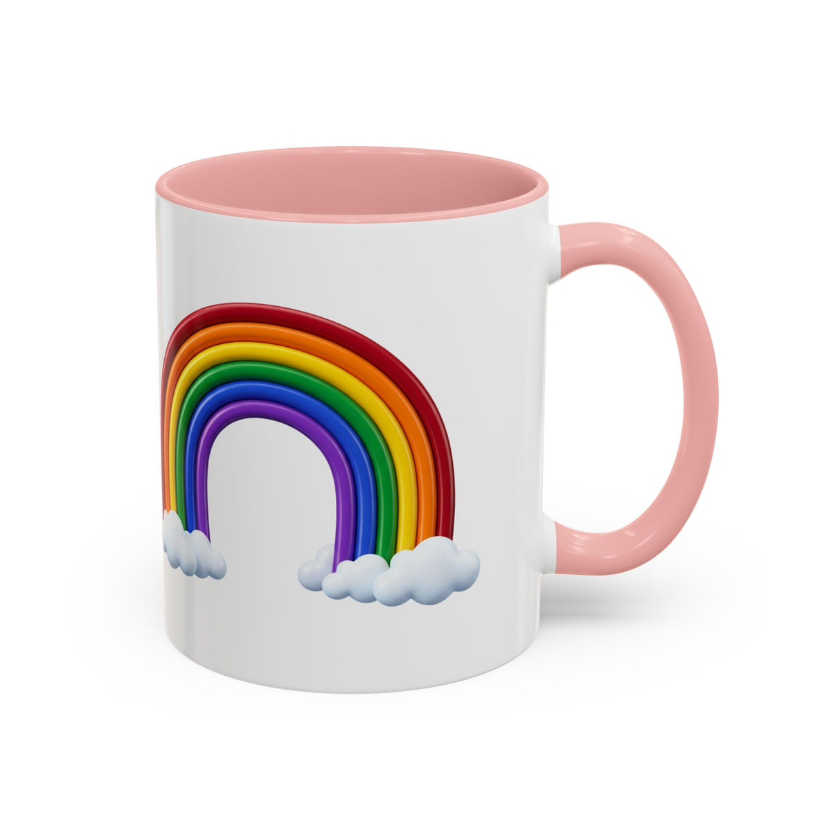 Rainbow Coffee Mug - Colorful Arc & Clouds Accent Mug (11/15oz)