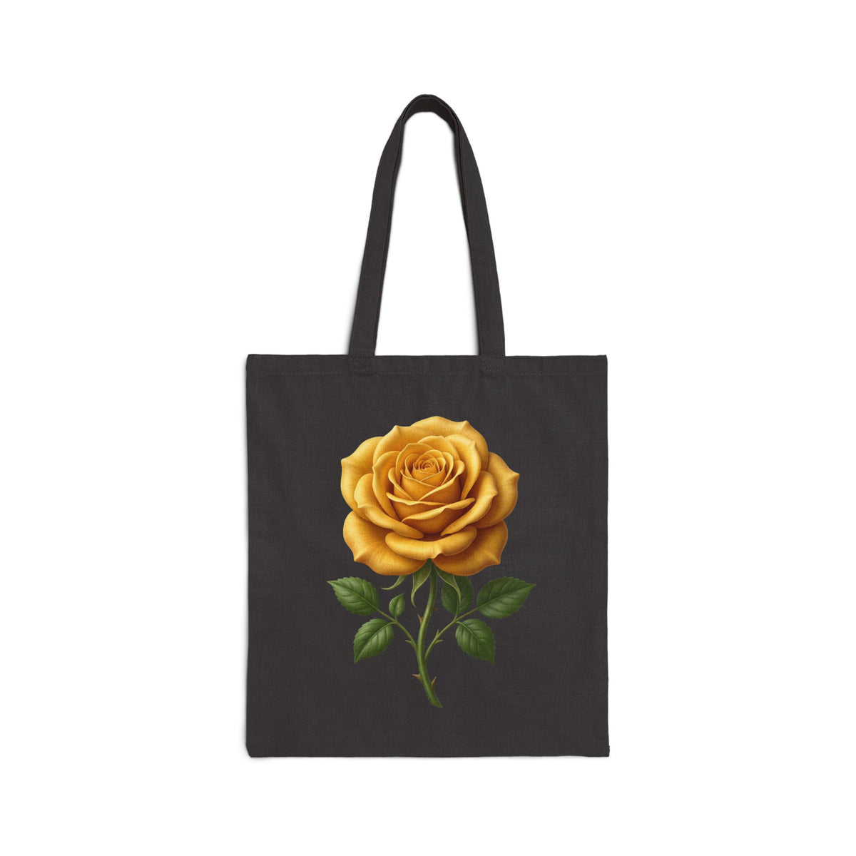 Yellow Rose Tote Bag — Vintage Floral Cotton Canvas Shopper
