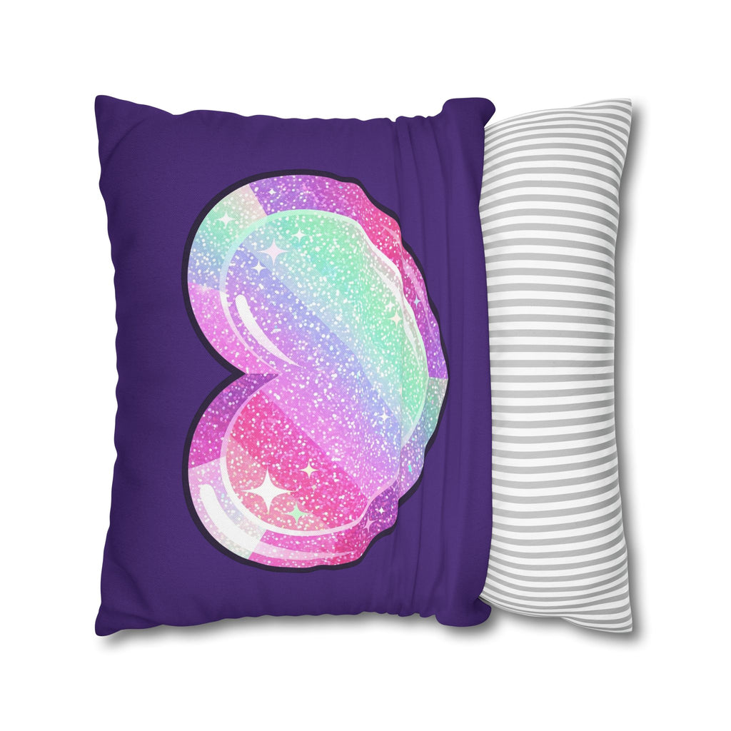 Pastel Glitter Heart Pillowcase Spun Polyester Square Pillowcase- Dark Purple