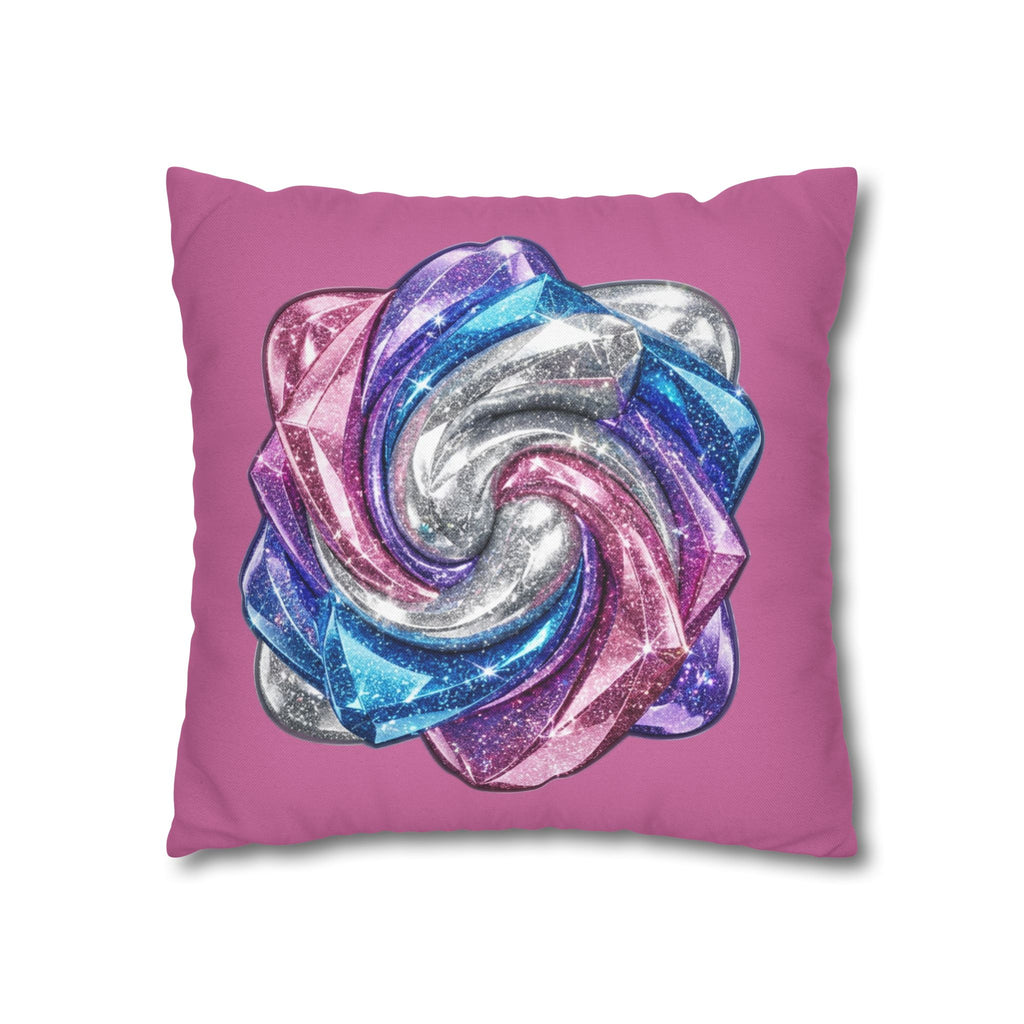 3D Glitter Design Light Pink Spun Polyester Square Pillowcase