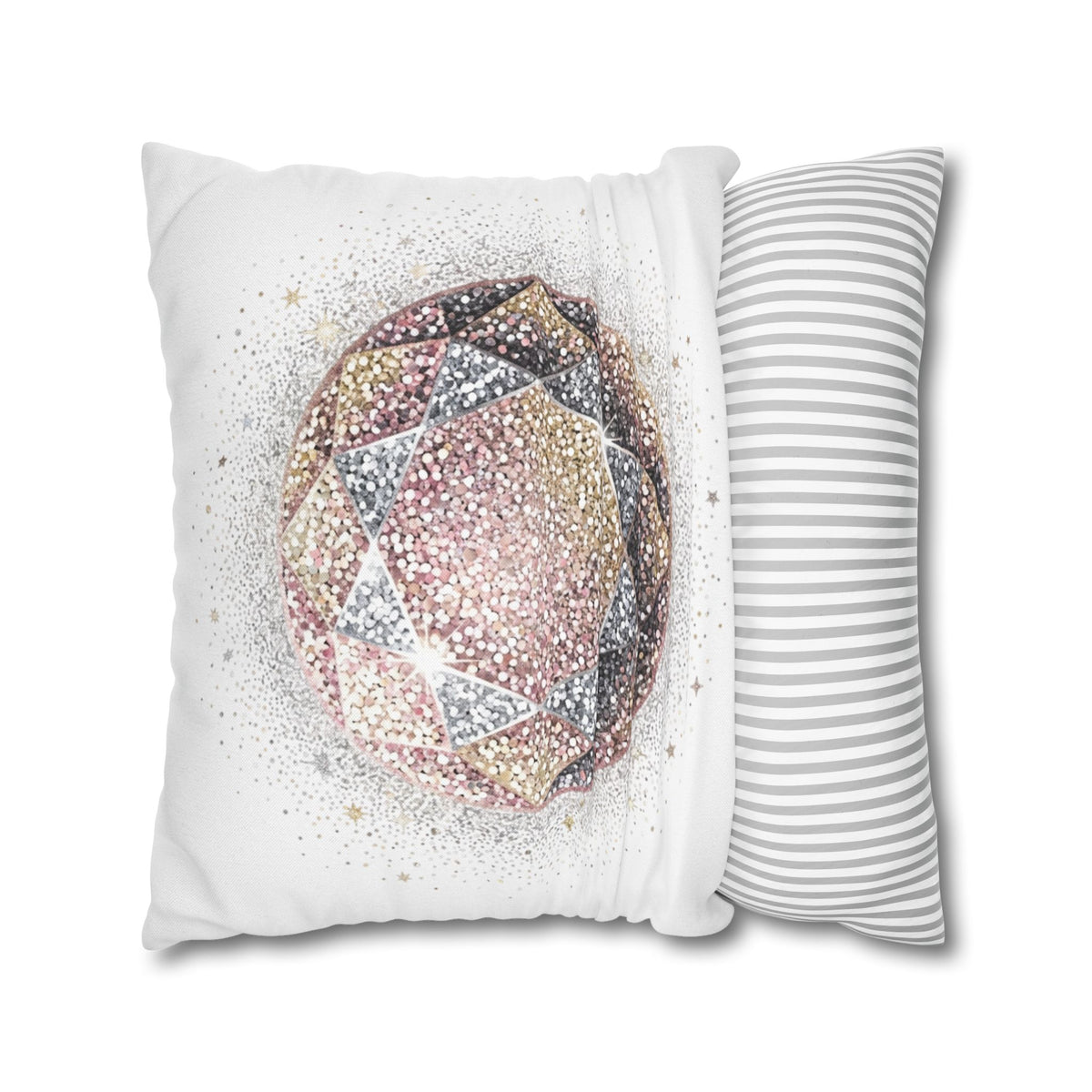 Glittery Spun Polyester Square Pillowcase- White