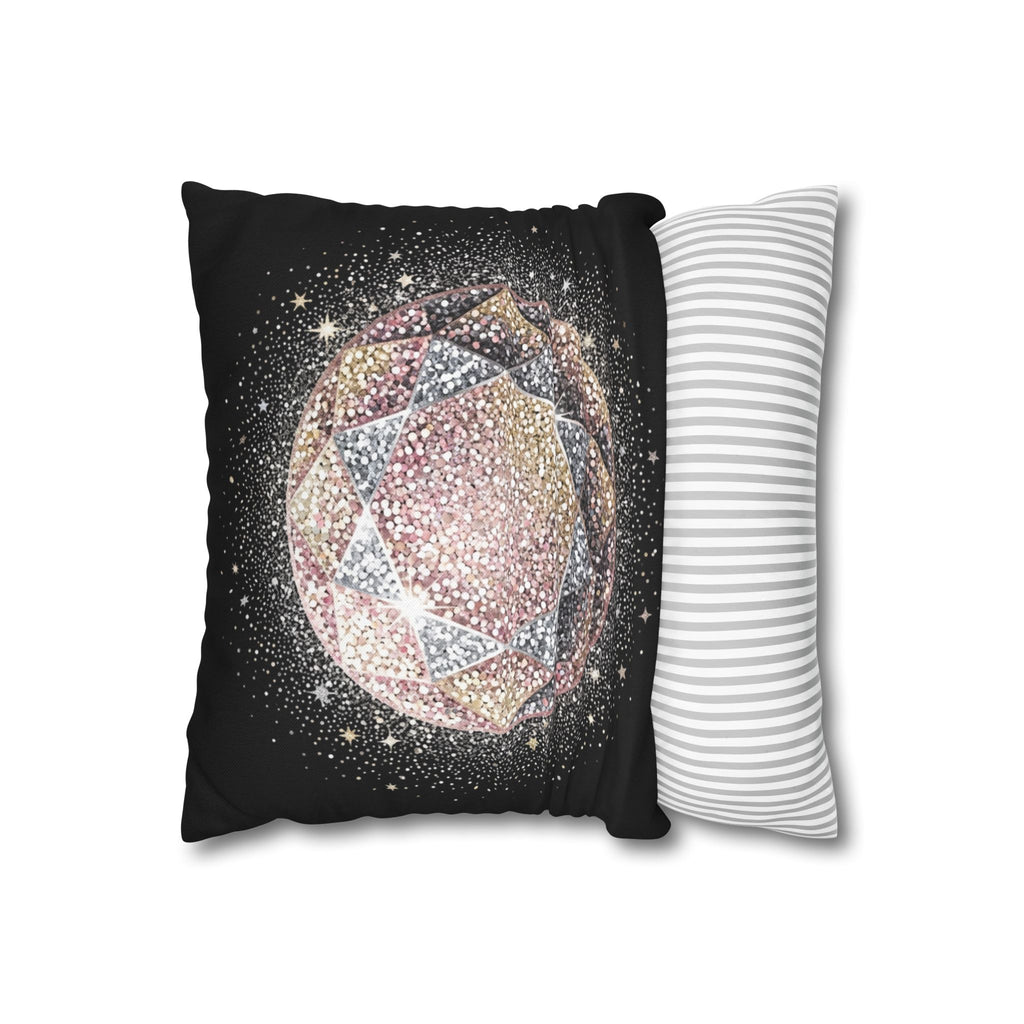 Glittery Black Spun Polyester Square Pillowcase