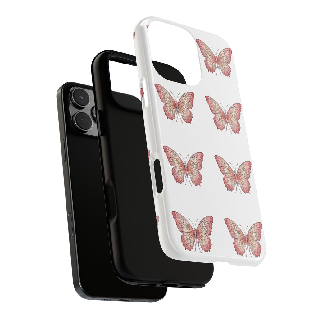 Pink Butterfly Tough Phone Case — Floral Pattern Protective Cover