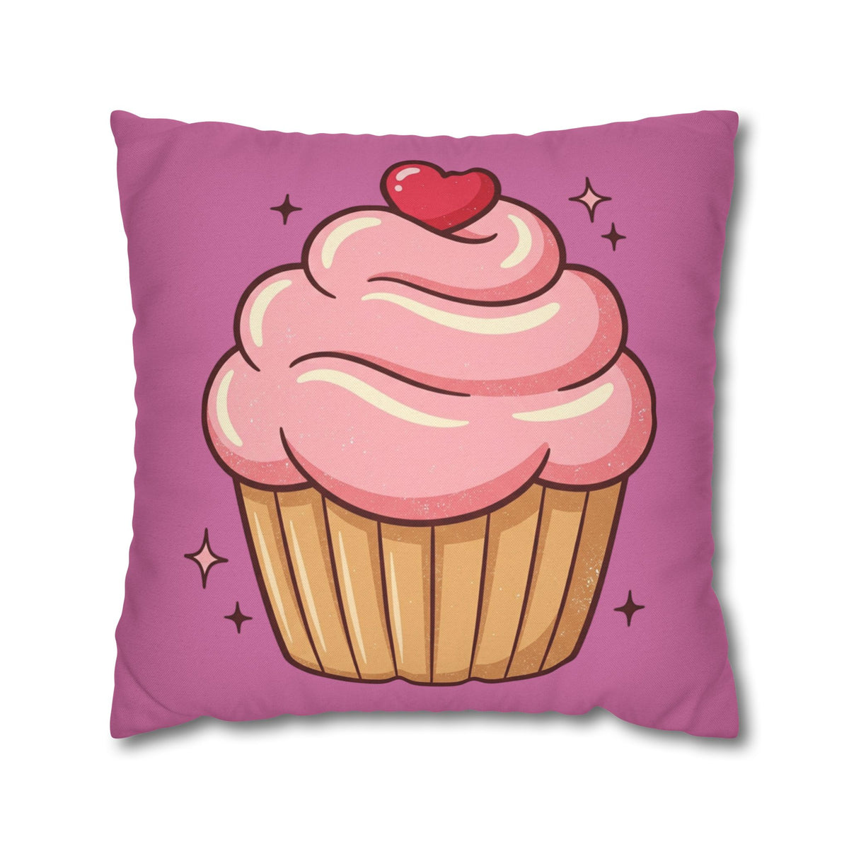 Pink Cupcake Spun Polyester Square Pillowcase- Light Pink