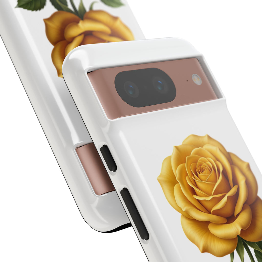 Yellow Rose Phone Case — Vintage Floral Tough Protective Cover