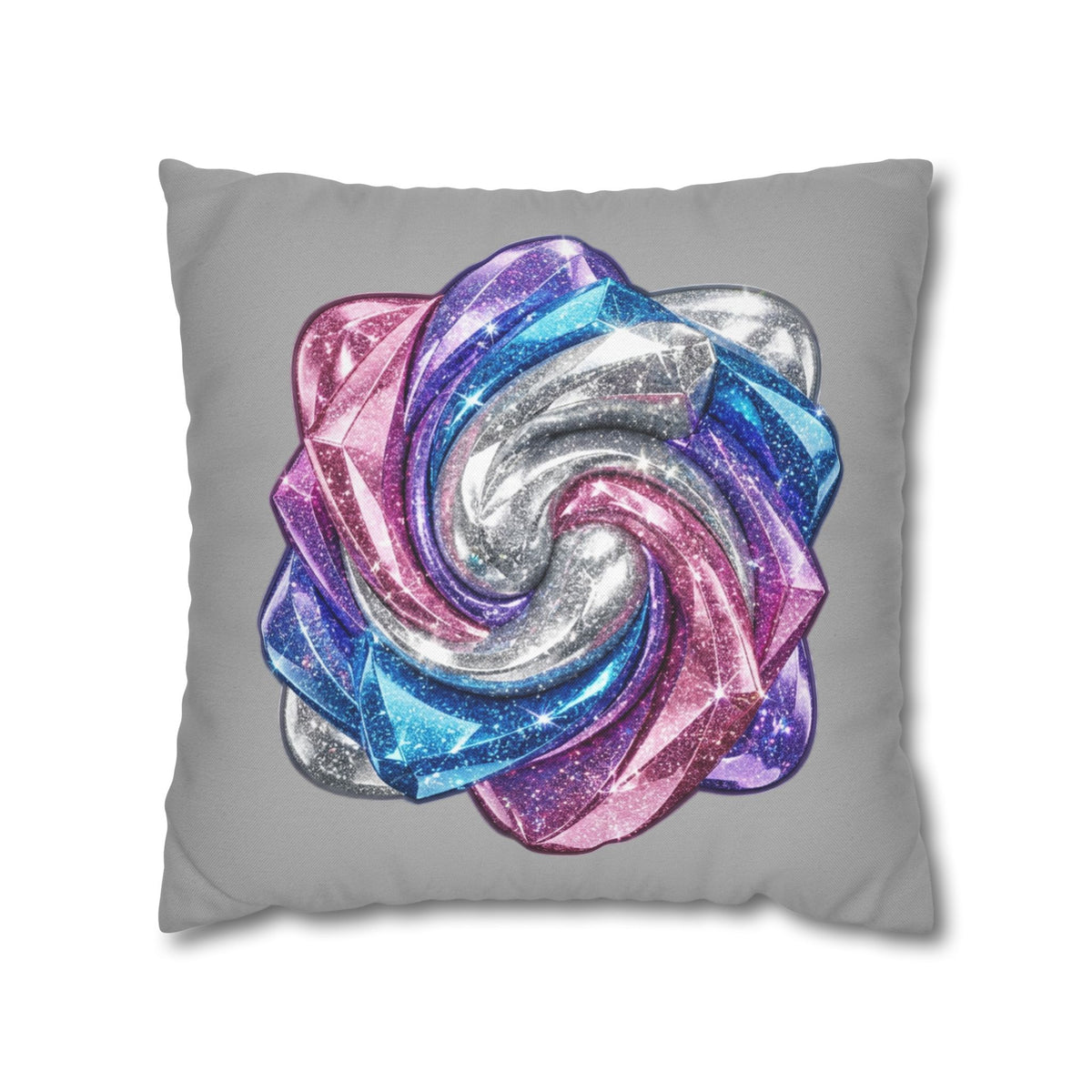 3D Glitter Design Light Grey Spun Polyester Square Pillowcase