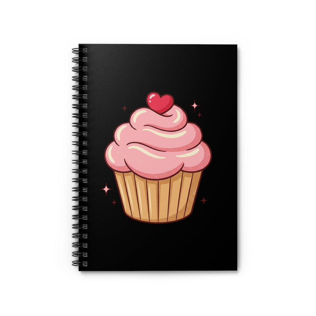 Pink Cupcake Spiral Notebook - Ruled Line- Black
