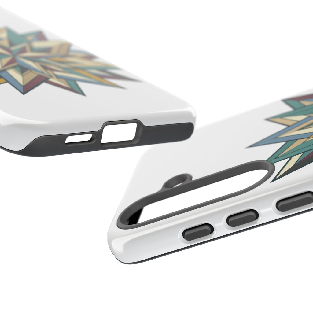 Geometric Star Phone Case — Teal & Earthtone Mandala Design