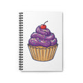 Cupcake White Spiral Notebook — Purple Frosting Cherry Journal (Ruled)