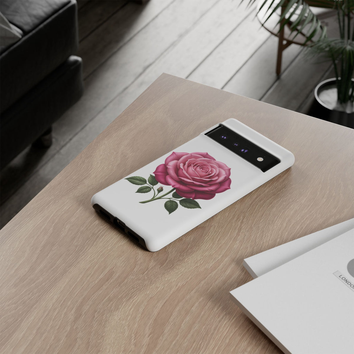 Pink Rose Tough Phone Case — Floral Protective iPhone Cover