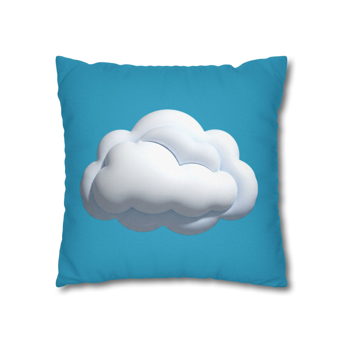 Cloud Print Turquoise Pillowcase – Cute White Cloud on Blue Decorative Throw Pillow Cover
