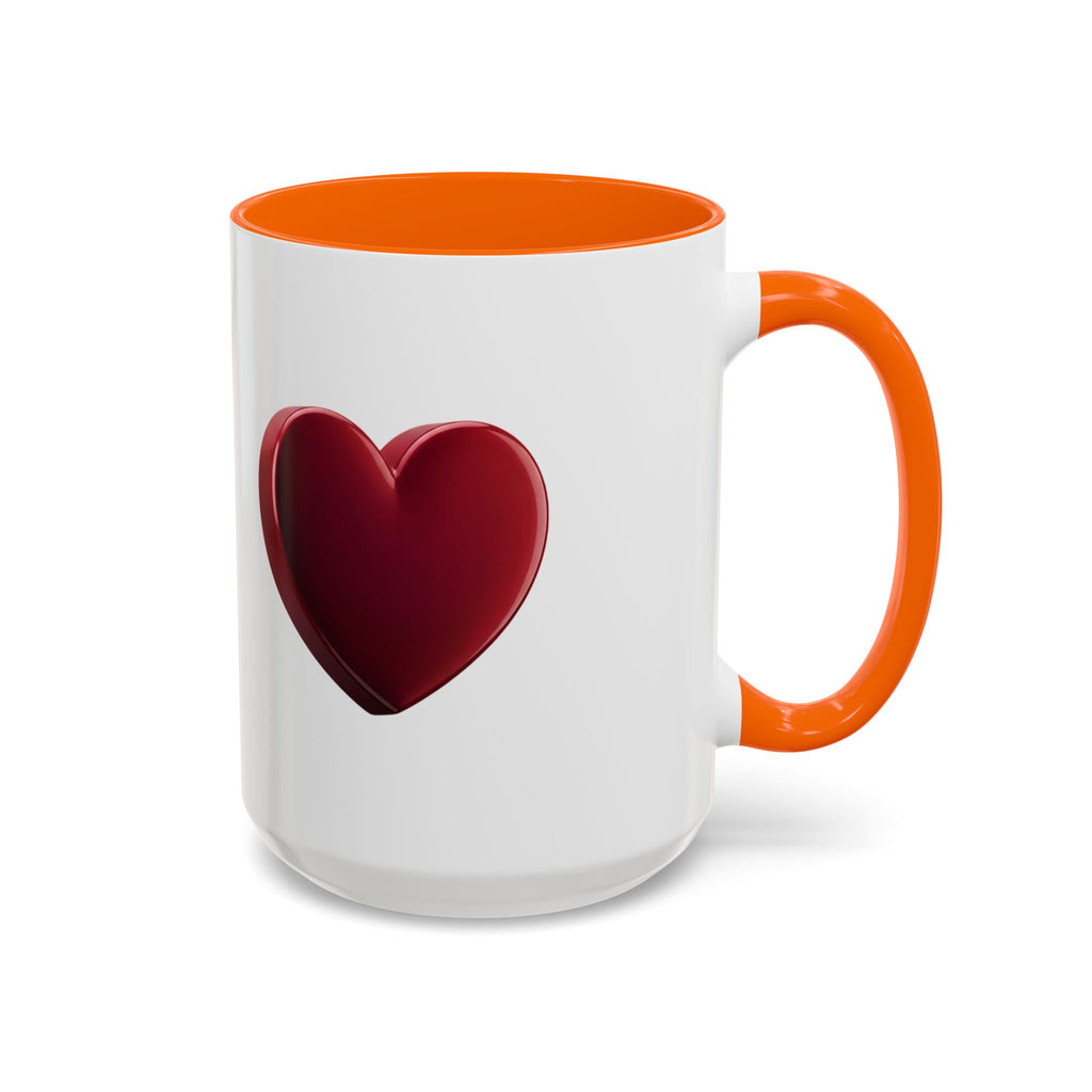 Heart Accent Coffee Mug – Red 3D Heart Design, Valentine’s Day Gift