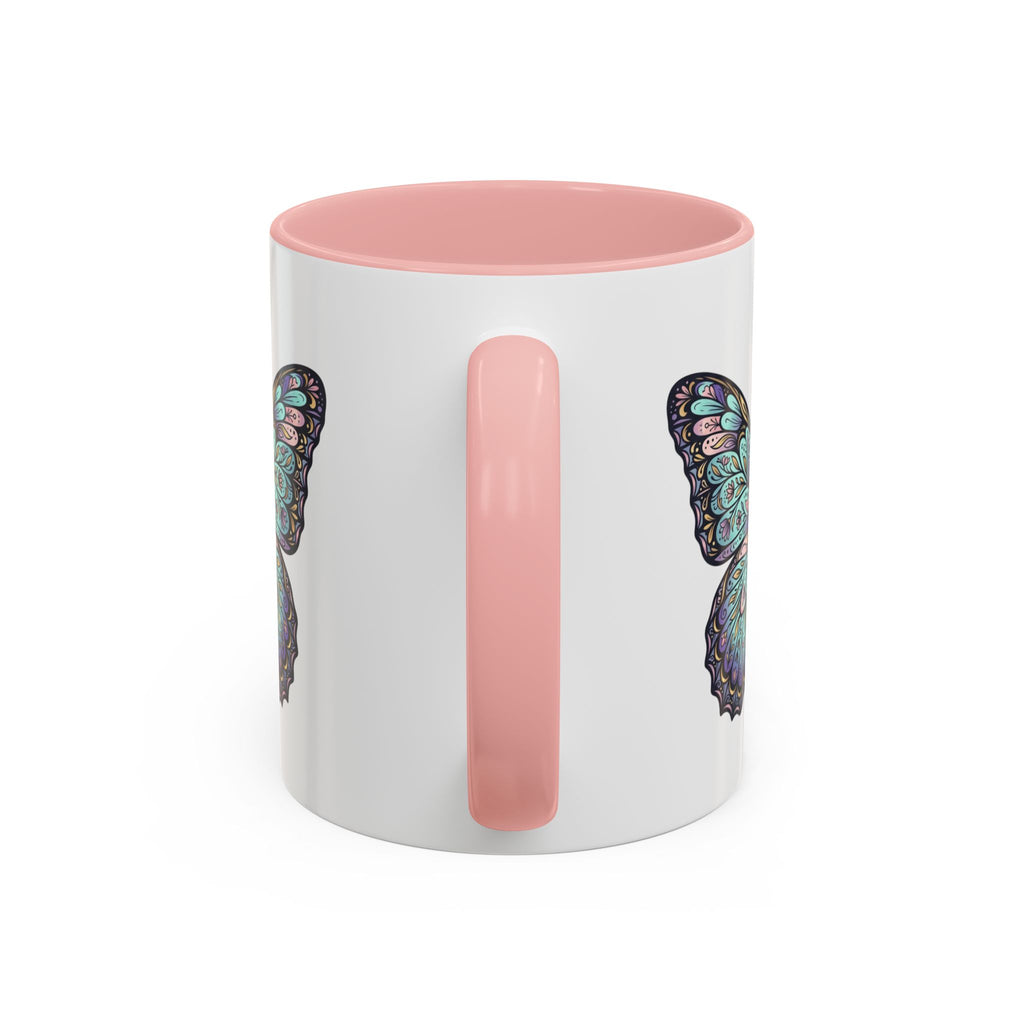 Butterfly Accent Coffee Mug — Teal Mandala Wing Design (11/15oz)