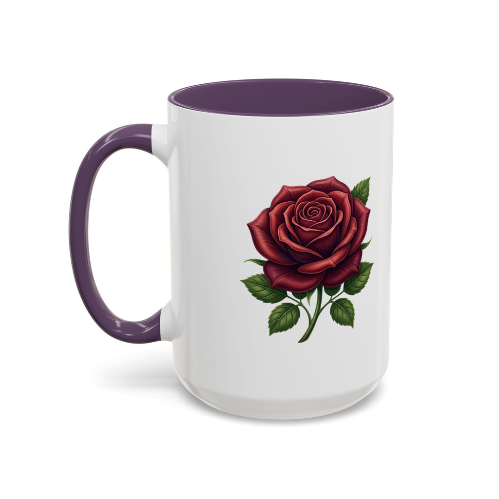 Red Rose Accent Coffee Mug — Floral Ceramic Coffee Cup (11/15oz)
