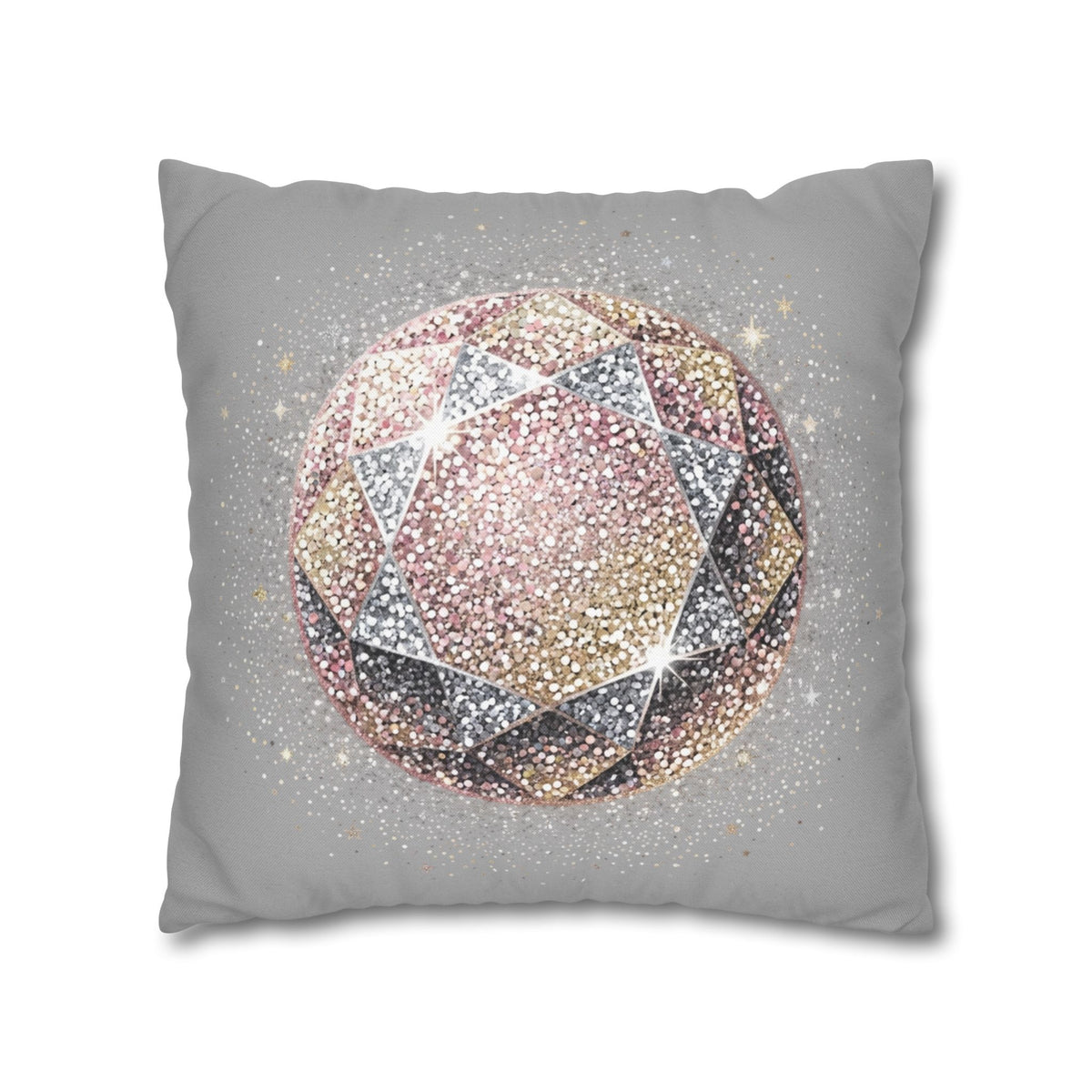 Glittery Light Grey Spun Polyester Square Pillowcase