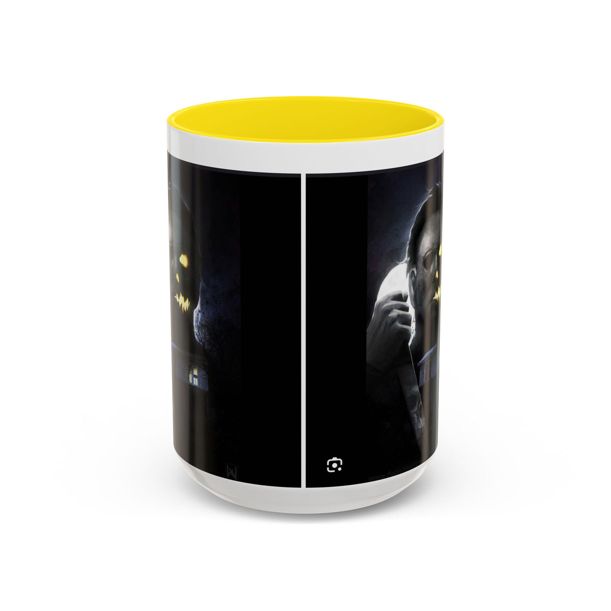 Halloween Michael Myers Accent Coffee Mug — Spooky Horror Movie Jack-O'-Lantern Face (11/15oz)