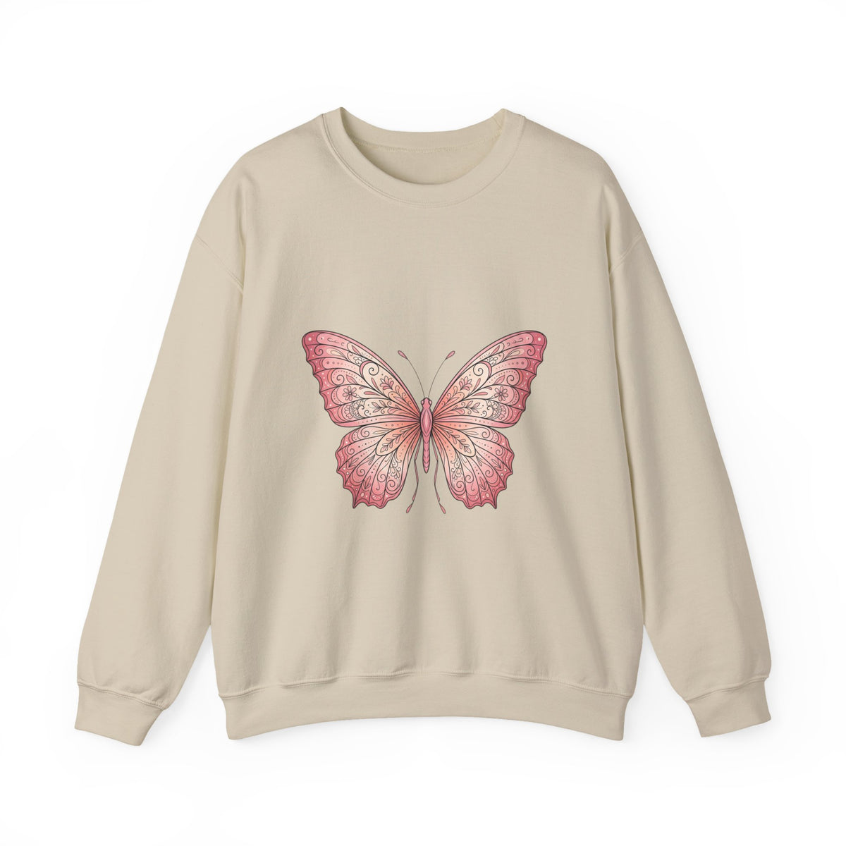Pink Watercolor Butterfly Crewneck Sweatshirt