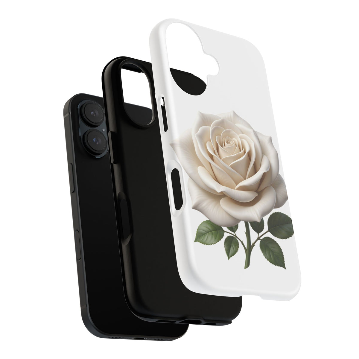White Rose Tough Phone Case – Elegant Floral Protective Cover
