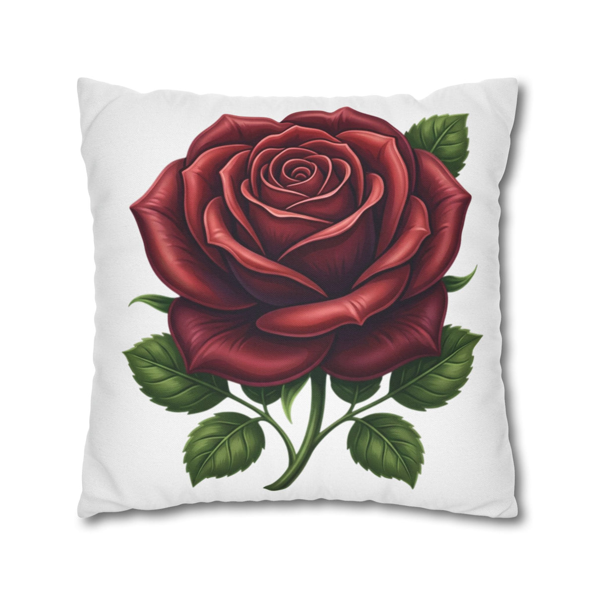 Red Rose Spun Polyester Square Pillowcase