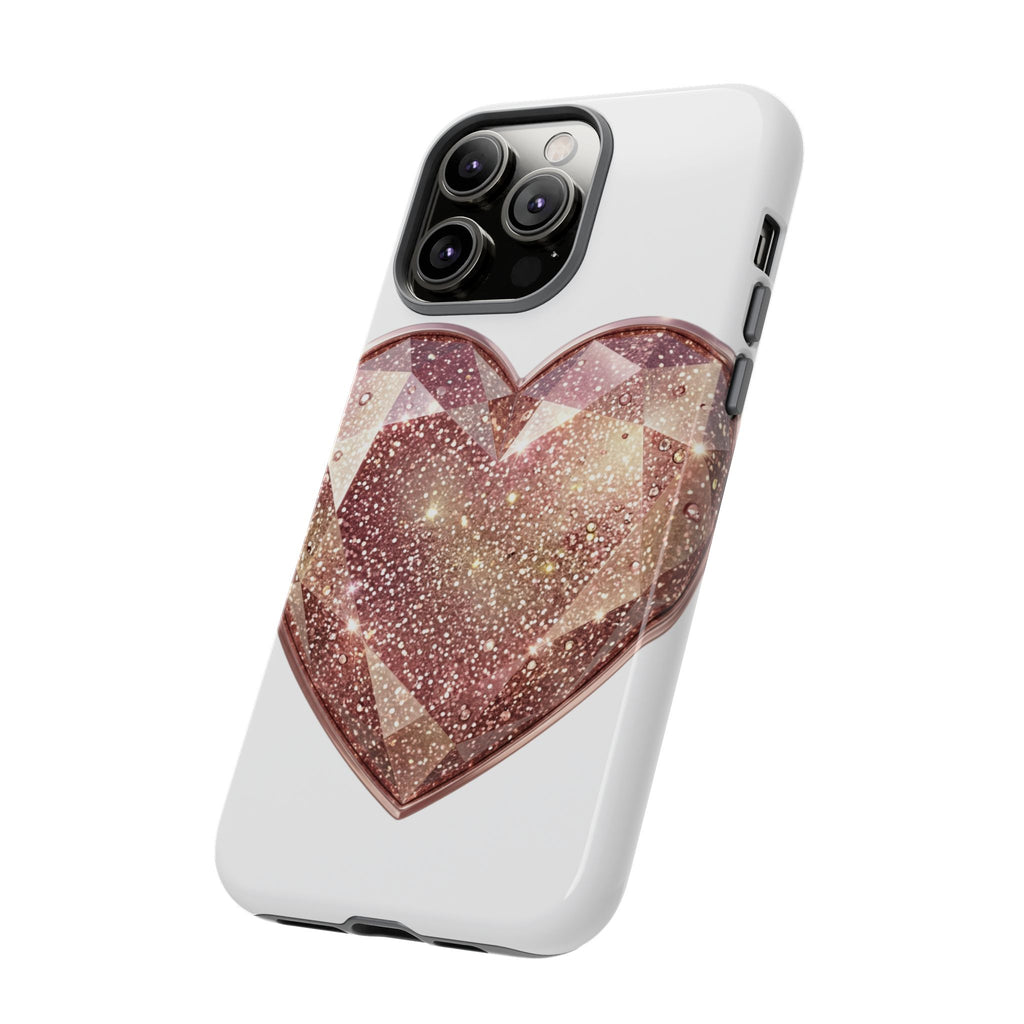 Rose Gold Glitter Crystal Heart Phone Case