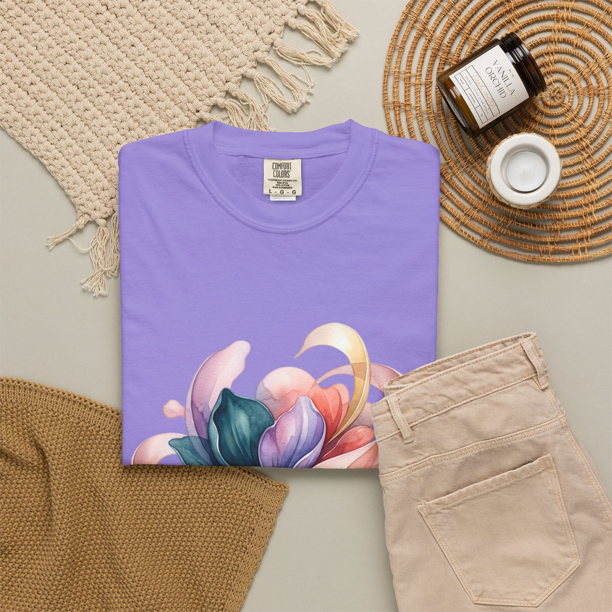 T-Shirt — Colorful Abstract Floral Swirl Graphic Tee