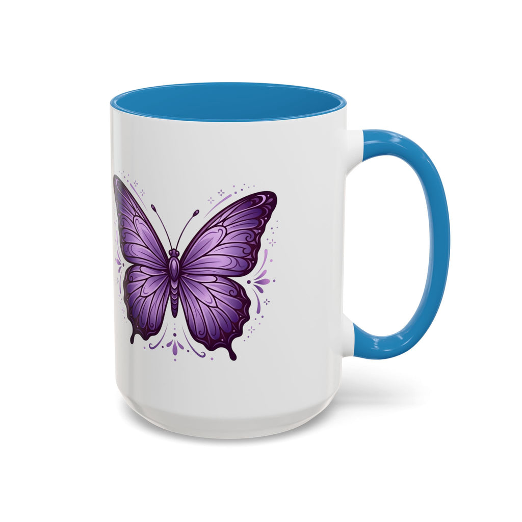 Purple Butterfly Accent Coffee Mug — 11oz & 15oz Decorative Tea Cup
