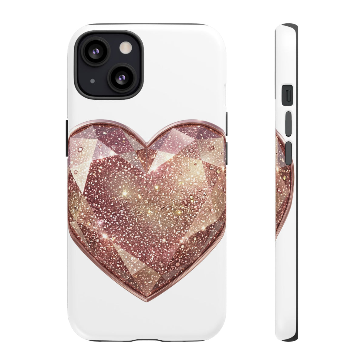 Rose Gold Glitter Crystal Heart Phone Case