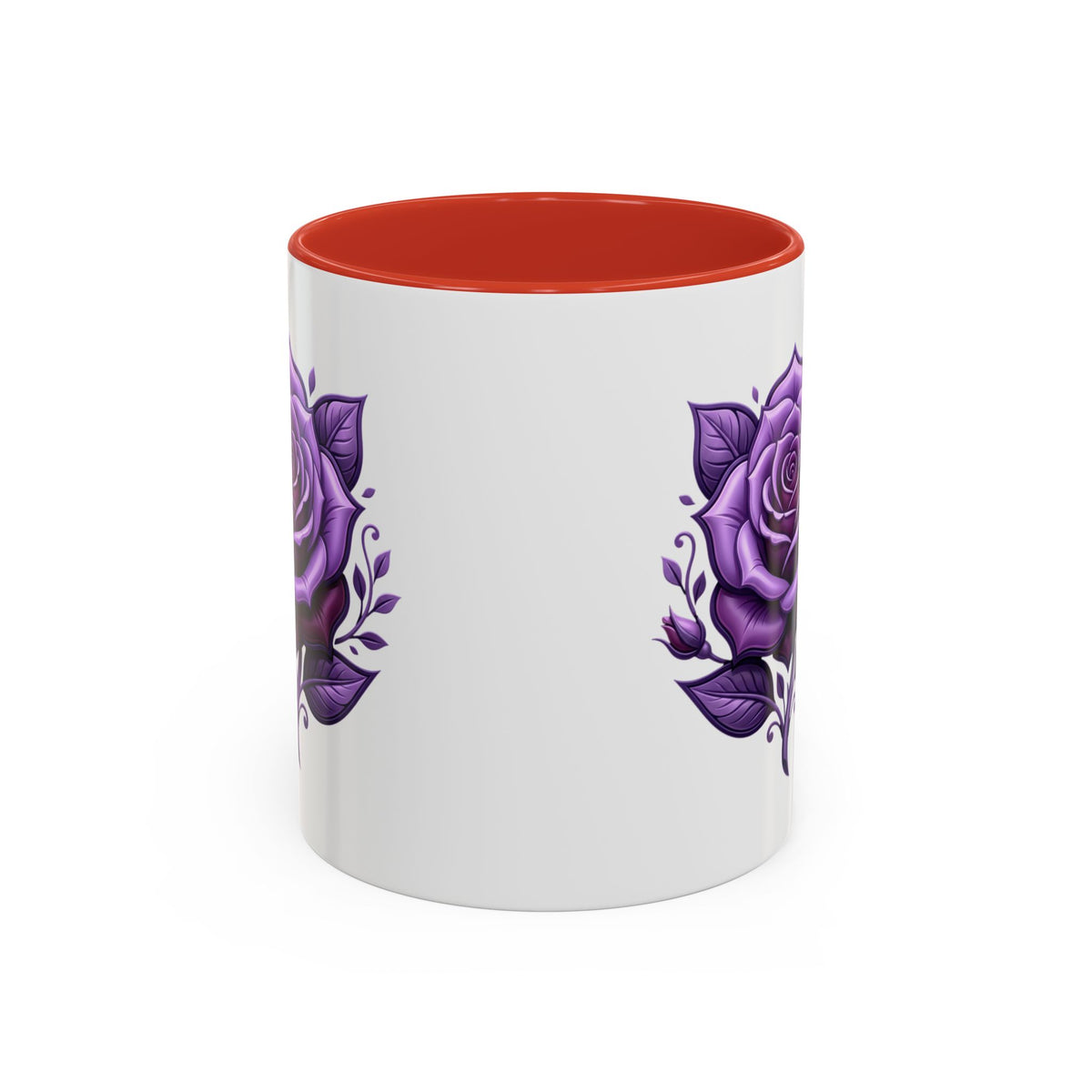 Purple Rose Accent Coffee Mug — Floral Gothic Tea Cup for Women & Gifts