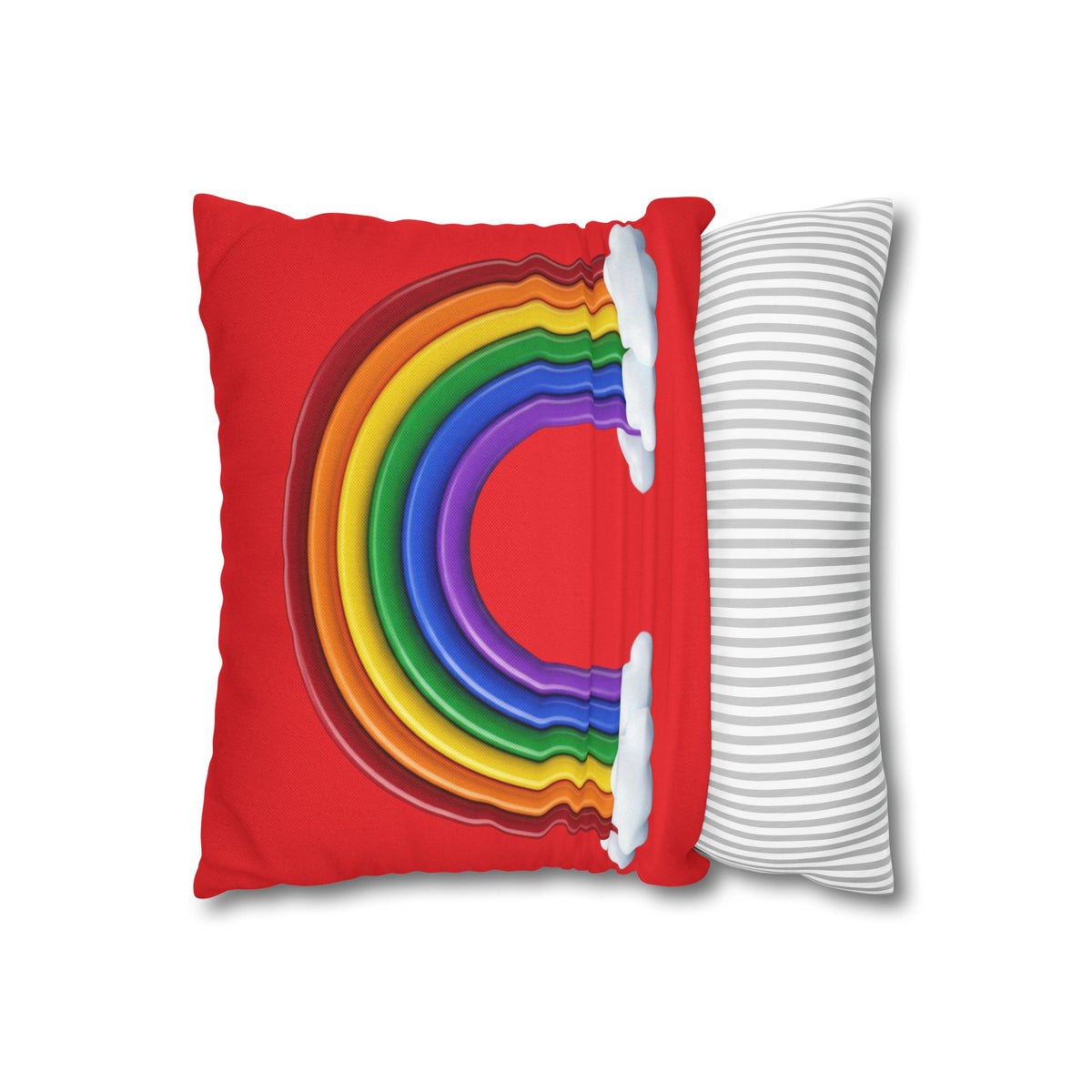 Rainbow Red Spun Polyester Square Pillowcase