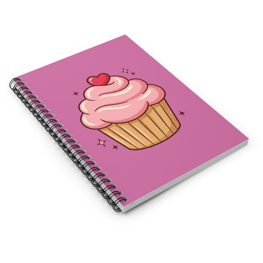 Pink Cupcake Spiral Notebook - Ruled Line- Light Pink
