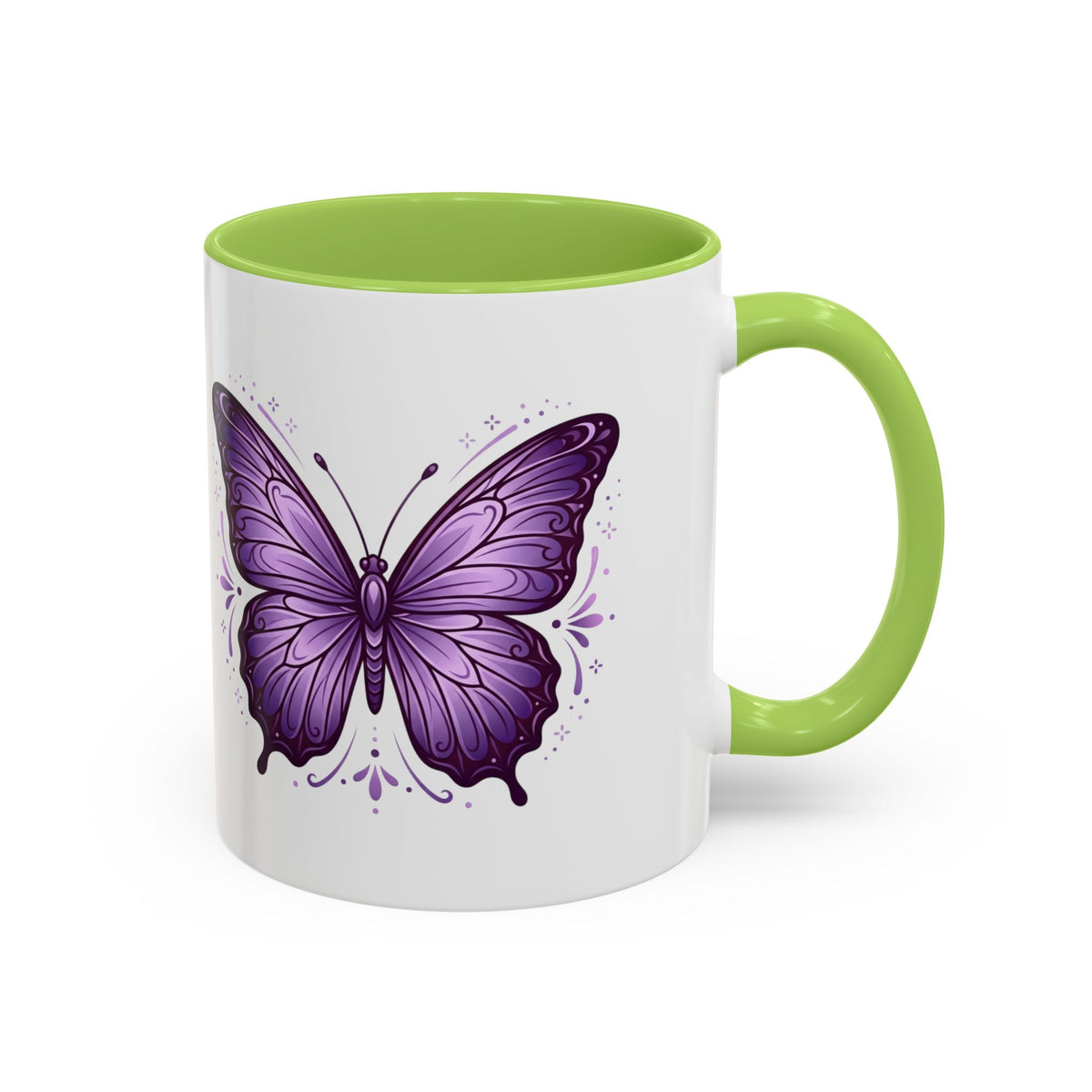 Purple Butterfly Accent Coffee Mug — 11oz & 15oz Decorative Tea Cup