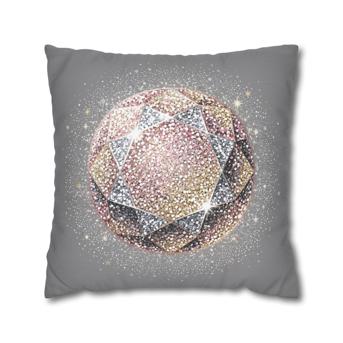 Glittery Grey Spun Polyester Square Pillowcase
