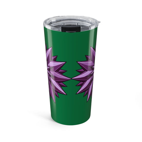 20oz Floral Star Tumbler — Green Travel Cup with Purple Geometric Blossom