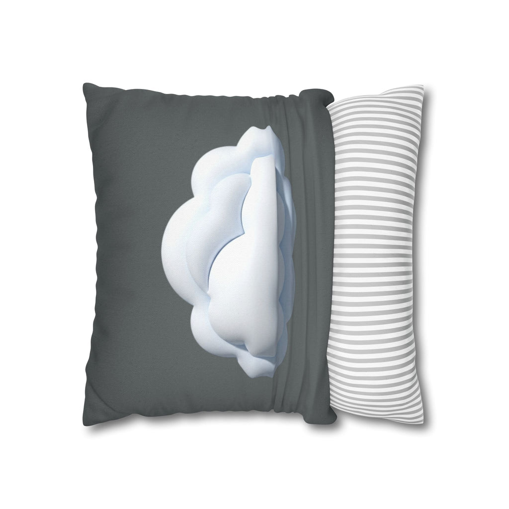 Cloud Graphic Dark Grey Pillowcase — Whimsical Grey Decorative Throw Pillow Cover