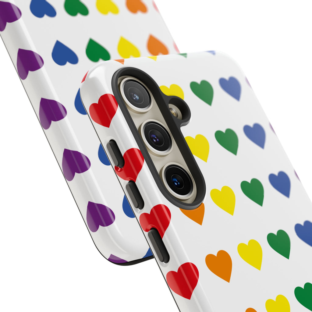 Rainbow Heart Tough Phone Case — Pride Pattern Protective Cover