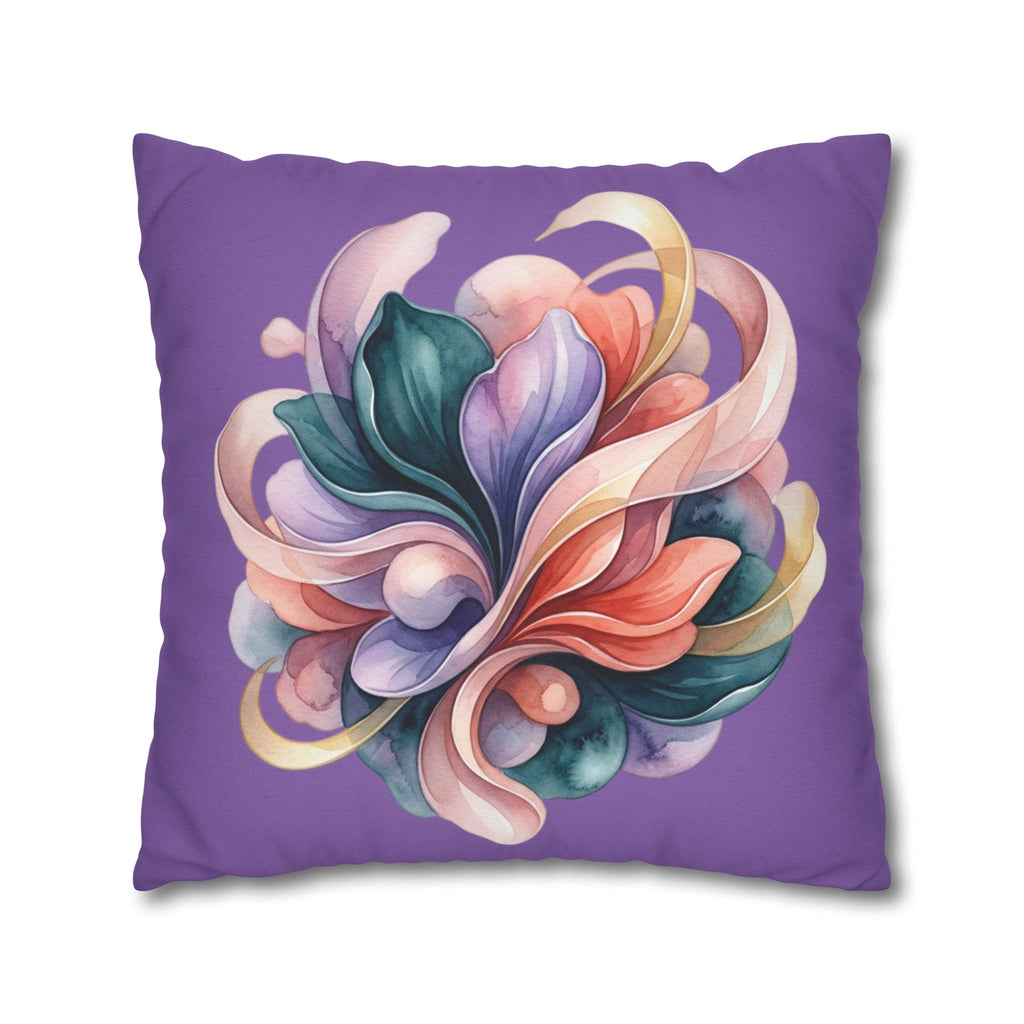 Floral Swirl Decorative Pillowcase — Purple Abstract Bloom Accent