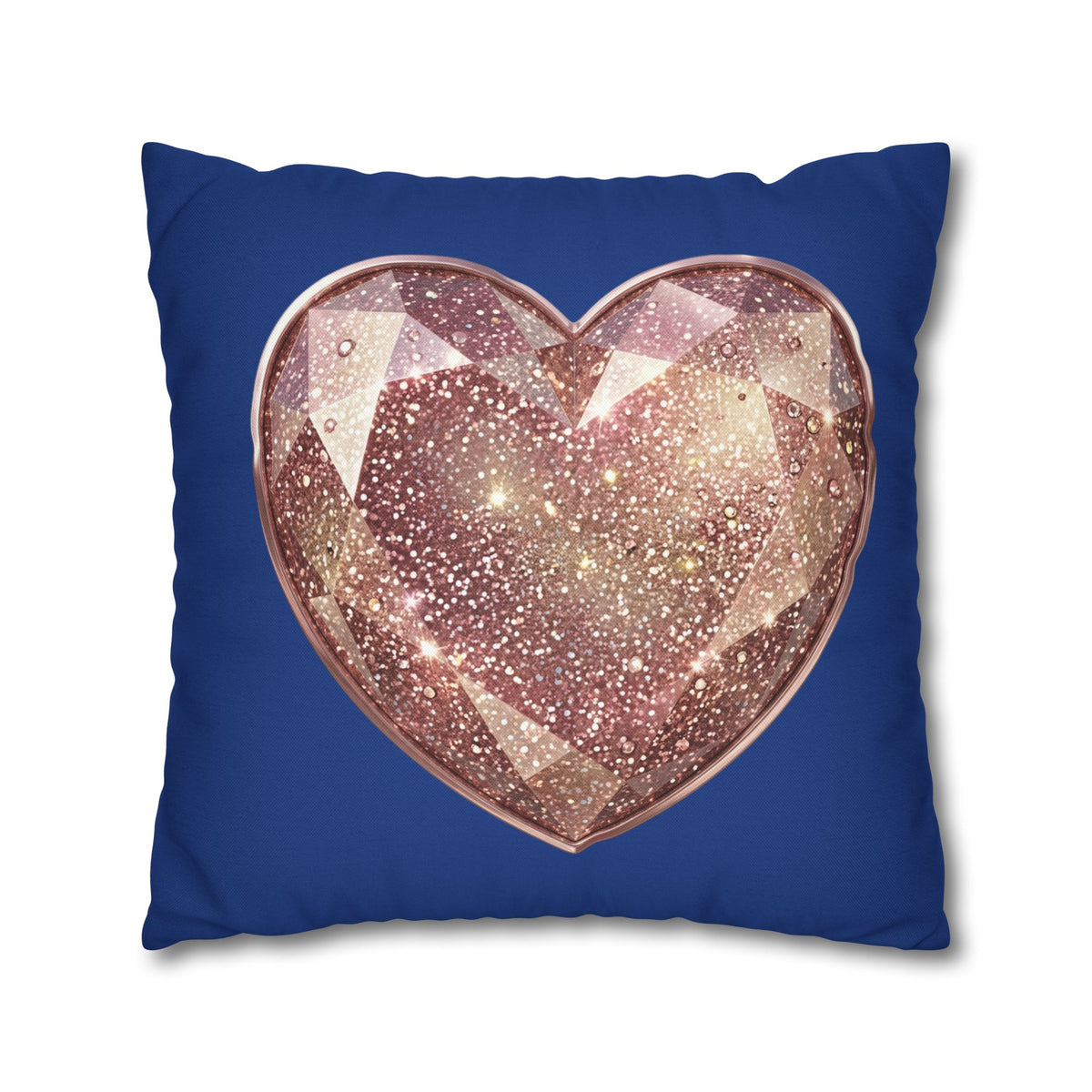 Galaxy Rose Gold Heart Pillowcase — Decorative Square Throw Pillow- Navy