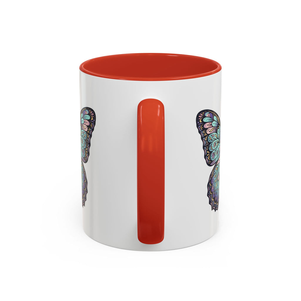Butterfly Accent Coffee Mug — Teal Mandala Wing Design (11/15oz)